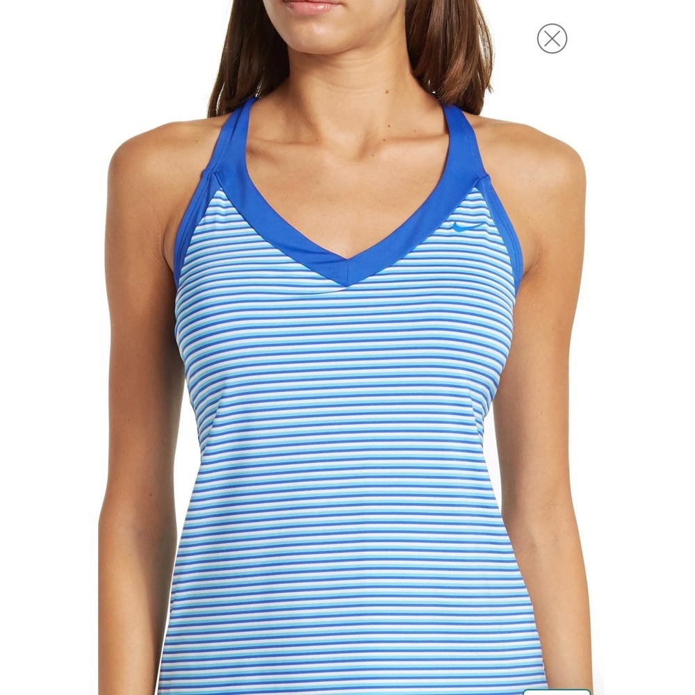 Nike Stripe V- Neck Tankini Blue‎ S